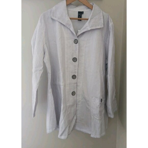 New Focus Casual Life Waffle Textured Jacket Size Large Purple Lagenlook Artsy - Picture 1 of 9